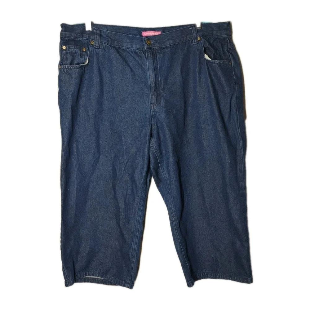 Woman Within 22W (39x20) Women's Bermuda Dark Denim Jean Shorts Vintage